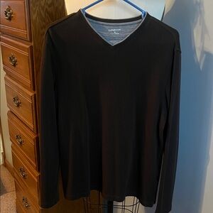 Croft & Barrow Men's Brown Long Sleeve V-Neck Shirt